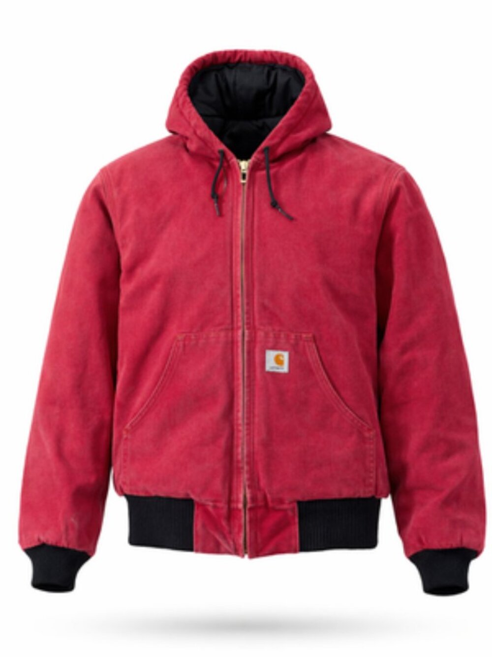 Carhartt J140 RED Jacket Men's S Quilted Hooded Bomber Made in USA Union Made